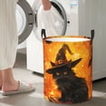 thumbnail image 4 of Laundry Basket, Halloween Bat Witch Hat Black Cat Laundry Hamper Waterproof Laundry Bag Clothes Hamper Laundry Bin with Handles for Bedroom, Living Room, Kids Room, 4 of 6
