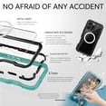 thumbnail image 5 of TECH CIRCLE for iPhone 16 Pro Magnetic Case Waterproof IP68 Built-in Screen & Lens Protector Fit for MagSafe 360°Full Body Shockproof Heavy Duty Protective Case for iPhone 16 Pro, Grassblue, 5 of 14