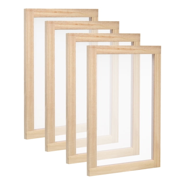 Unique Bargains 11.8'x7.9' Wooden Paper Making Screen Papermaking Frame Mould, Natural Color 4 Pack