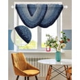 thumbnail image 3 of Waterfall Valances for Windows, Blue Grey Ombre Geometric Kitchen Sheer Valance Curtains, Modern Abstract Art Rod Pocket Elegant Swag Valances for Living Room Bedroom, 47.2"x38.5", 2 Panel, 3 of 8