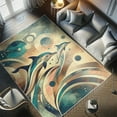 thumbnail image 4 of Ambesonne Dolphins Decorative Rug Carpet, Outer Space Galaxy Boho, 2' 2" x 3' 7", Sea Blue Coral Champagne, 4 of 5