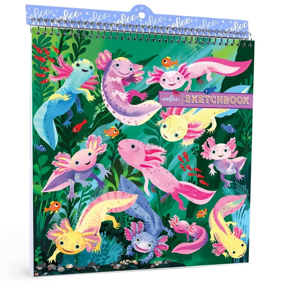 eeBoo: Sketchbook - Axolotl -  6" Square Spiral-Bound Book, 40 Matte Pages, Great For Doodling or Sketching, Inspires Creativity, Kids Ages 3 