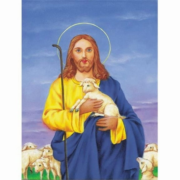 Carolines Treasures AAH8215CHF Jesus The Good Shepherd holding a lamb Flag Canvas House Size  Large multicolor