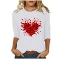 thumbnail image 3 of VKOYWKM T-Shirts Cœur d'Amour pour Femmes T-Shirts de la Saint-Valentin T-Shirts Imprimé Cœur d'Amour Manches 3/4 Col Rond T-Shirts de Fête Cadeaux de la Saint-Valentin, 3 of 5