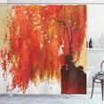 thumbnail image 1 of Ambesonne Fall Shower Curtain, Woman in White on Swing, 69"Wx75"L, Orange Brown White, 1 of 3