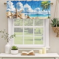 thumbnail image 2 of Beach Blue Curtain Valances for Windows, Kitchen Valance Window Treatments Panel 2 Pack, Starfish Palm Tree Shell Sandy Beach Rod Pocket Short Curtains for Bathroom Bedroom 42 x 12 Inch, 2 of 8