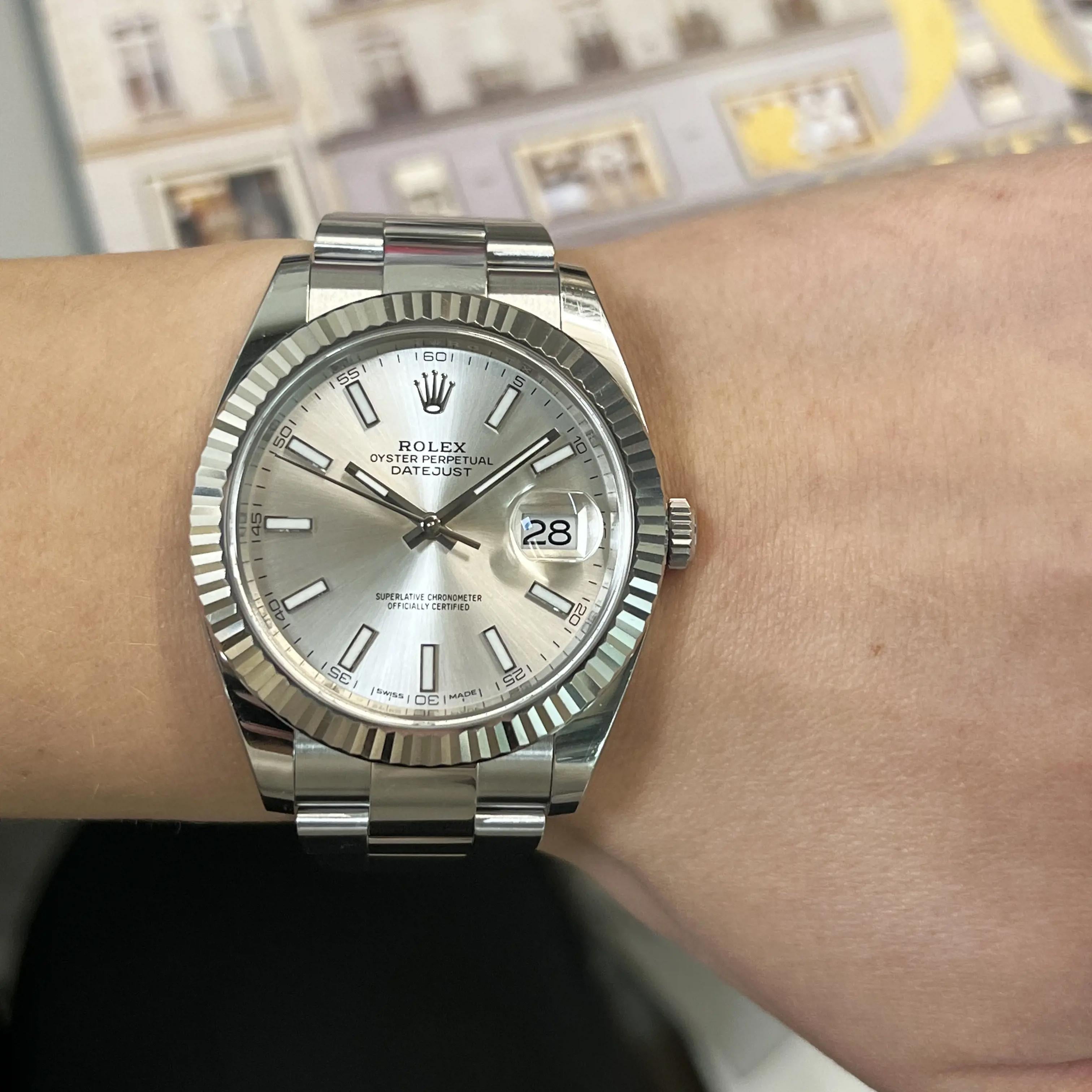 Rolex datejust 41mm silver cheap dial