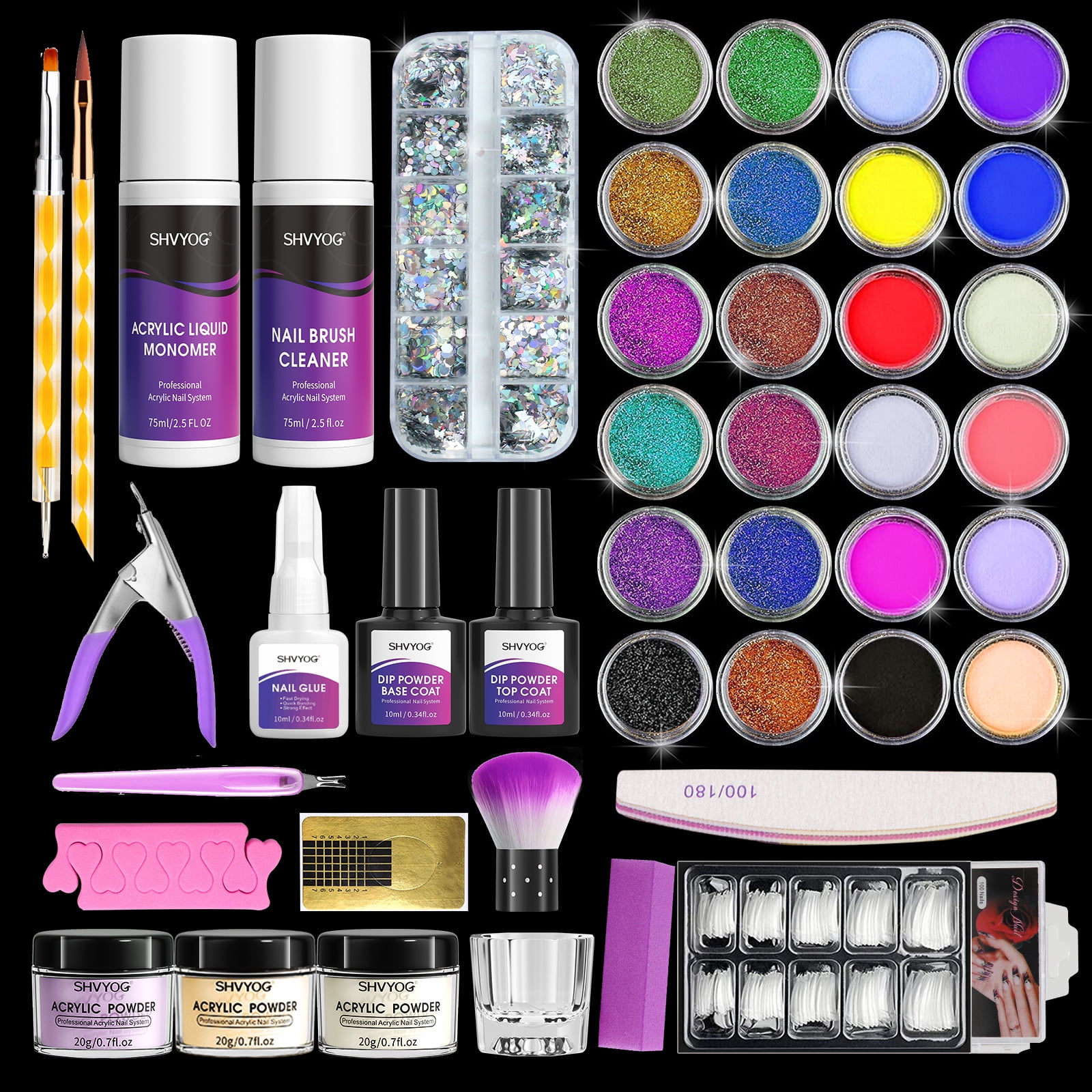 Morovan Acrylic Nail Kit for Beginners: with Everything Professional Gel  Polish Kit with UV Lamp Acrylic Nail Set with Glitter Acrylic Powder  Complete
