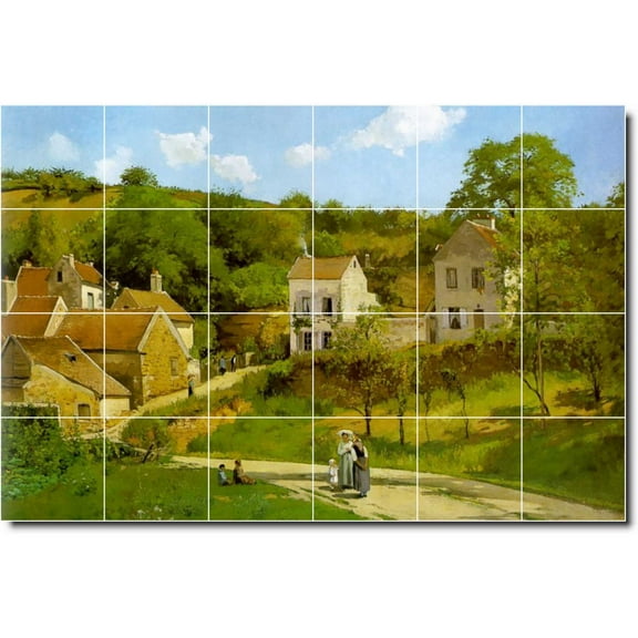 Ceramic Tile Mural-Camille Pissarro Country Painting 67. 25.5" w x 17" h using (24) 4.25 x 4.25 ceramic tiles