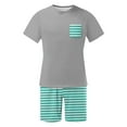 thumbnail image 6 of cllios Men Stripes Pajamas Set 2 Piece Sleepwear Shorts Button Down Tops Drawstring Shorts Loungewear with Pockets, 6 of 7