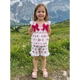 thumbnail image 4 of BemeyourBBs Toddler Baby Girls Summer Clothes Infant Baby Girl 2 Piece Strawberry Outfits Sweet Strawberry Print Flying Sleeve Square Neck Shirt Tops and Shorts Set, 4 of 9