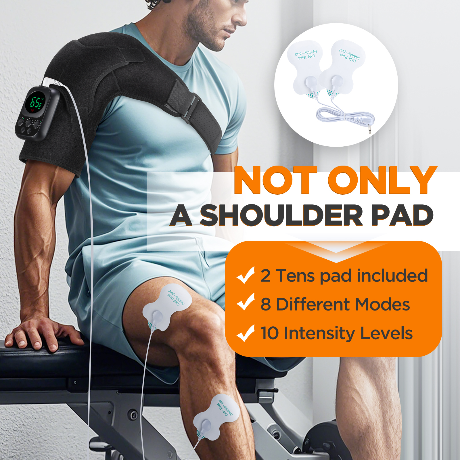 Shoulder Heating Pad Massage, Heated Shoulder Wrap with 8 Modes, 3 Speed Vibration, 6 Heat Levels, App Control, Detachable Controller, 5000mAh Battery for Relieve Shoulder Tension