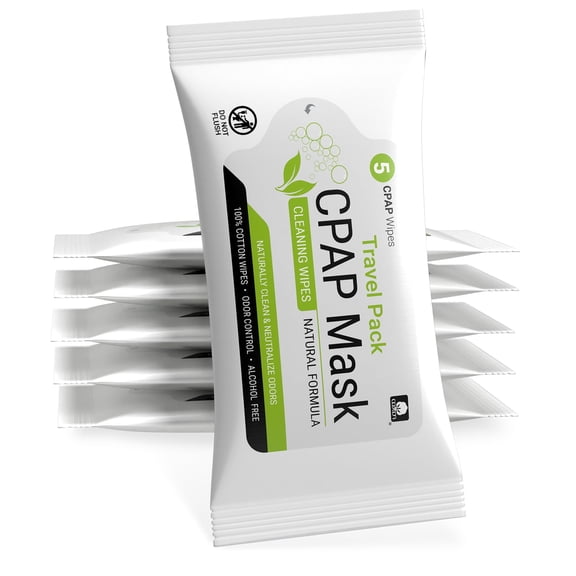 AWOW Professional CPAP Cleaner Travel Wipes for Mask & Equipment, Unscented, 6 Pack (5 Count Each)