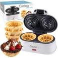 thumbnail image 1 of Double Waffle Bowl Maker- Make two 4" Ice Cream Cone Bowls at Once, NonStick Electric Baker for Homemade Icecream Treats, Waffler is Easy to Use, Recipes Included, Add your Favorite Fillings, Toppings, 1 of 7