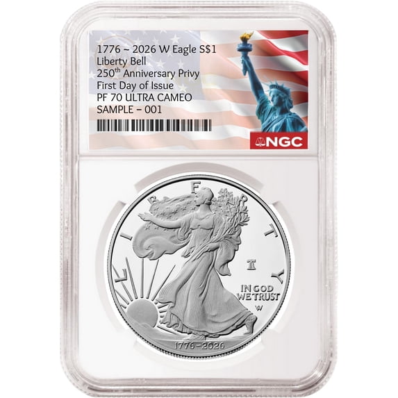2026 W 250th Anniversary Proof Silver Eagle NGC PF 70 UC, FDOI Liberty