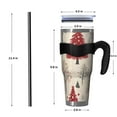thumbnail image 4 of 40oz Tumbler,Beige Christmas Tree Pattern Insulated Tumblers with Removable Handle,Stainless Steel Double Vacuum Coffee Tumbler Cup with Straw for Home,Office,Travel,Party, 4 of 5