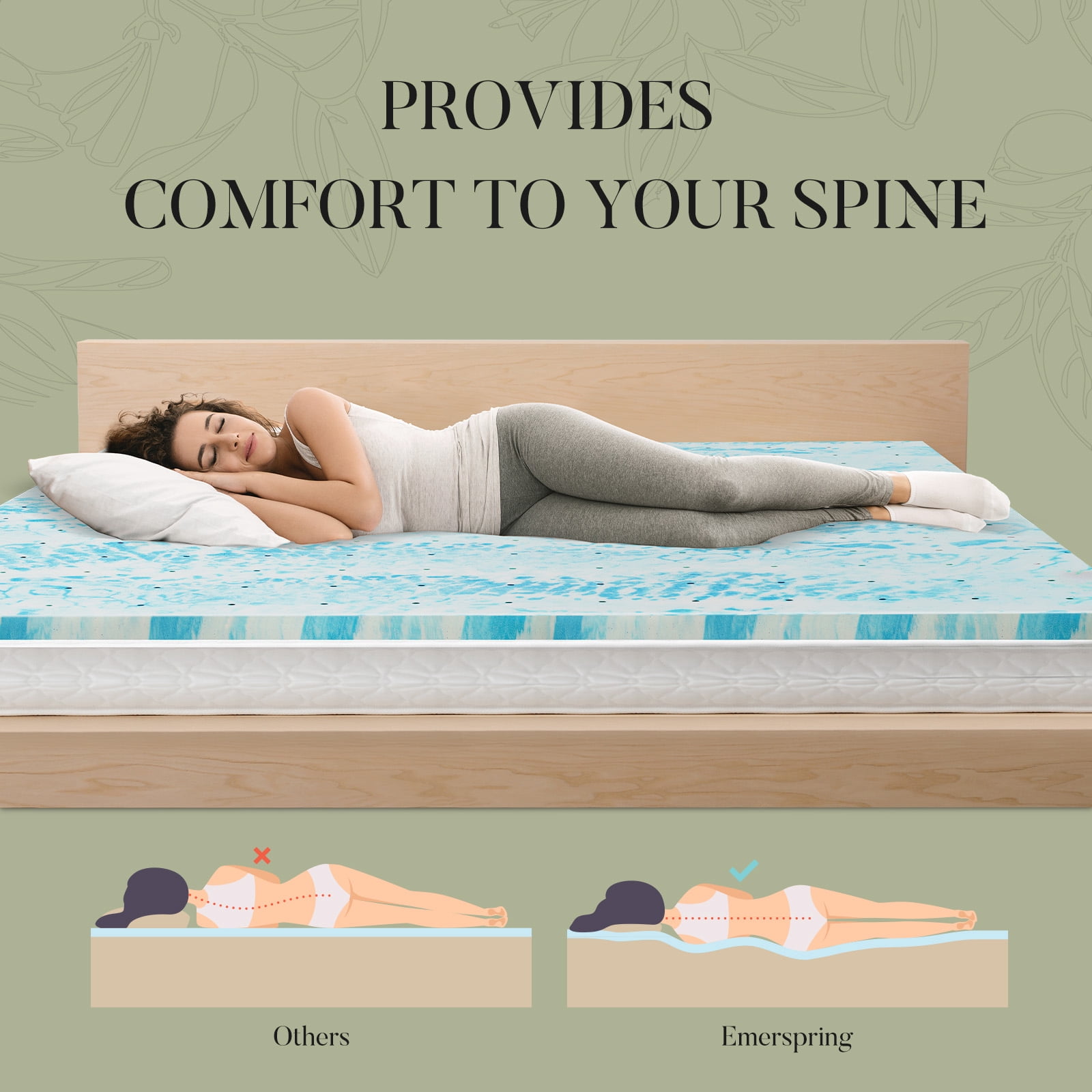 CONCETTA 3 Inch King Size Cool Gel Memory Foam Mattress Topper, CertiPUR-US Certified