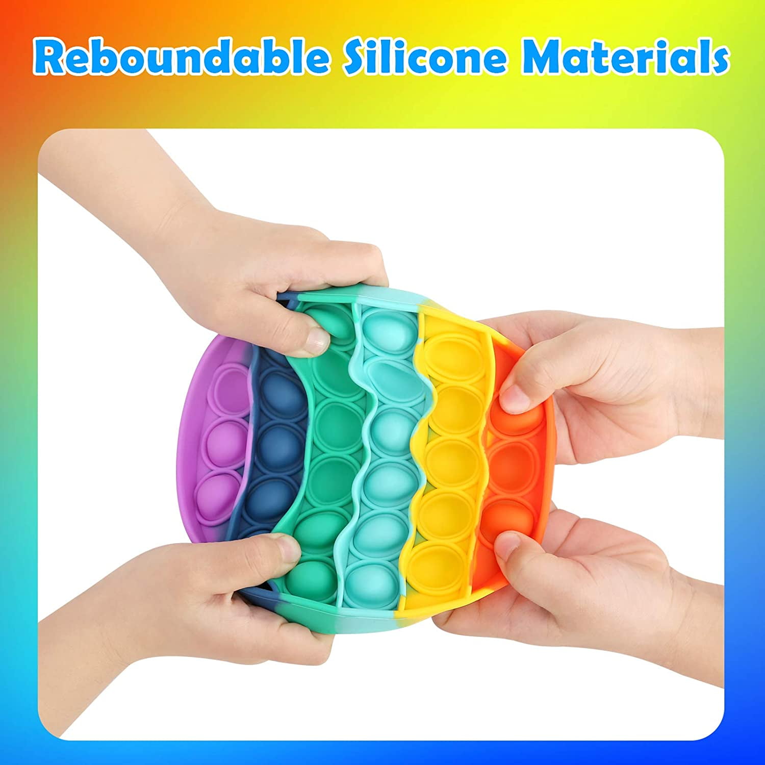 Details about   Push Pop Bubble Fidget Sensory Toy Silicone Stress Reliever Rainbow Round Circle 