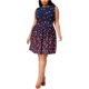 thumbnail image 2 of Vestido ajustado y acampanado con estampado de hojas Anne Klein Azul 20W Entallado y acampanado, 2 of 2