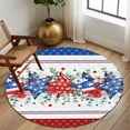 thumbnail image 3 of Independence Day Large Area Rugs for Bedroom Living Room, Soft Non Slip Carpet Bedside Rug, Star Stripe Flag Eucalyptus Red Blue Round Floor Cover Kitchen Accent Rug 5' for Dining Room/Office, 3 of 9
