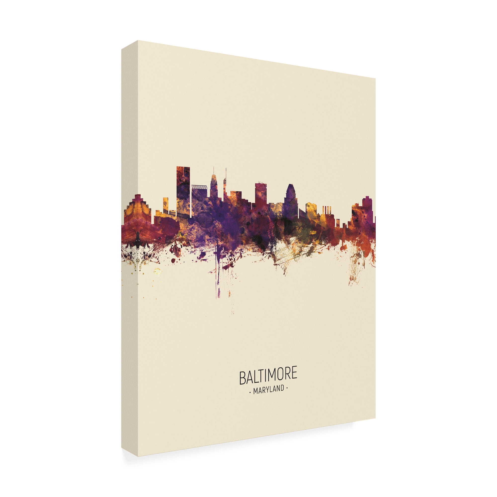 Trademark Fine Art 'Baltimore Maryland Skyline Portrait III' Canvas Art by Michael Tompsett