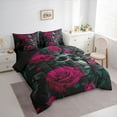 thumbnail image 3 of Homewish Western Gothic Skull Bedding Comforter Set 7pcs, Couple Valentines Day King Bedding Sets, Pink Flower Floral Reversible Bed Sheets, Super Cozy Room Decor, 3 of 7