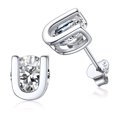 thumbnail image 1 of PROSTEEL Pendientes de botón inicial de plata esterlina para mujer Pendientes de letra U de circonita cúbica Regalo de cumpleaños de Navidad para su mamá, novia e hija, 1 of 8