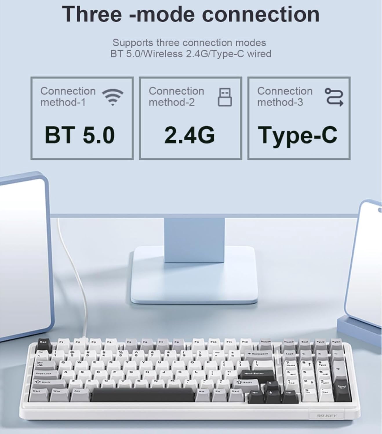 AULA F99 Pro, 99-Key, Wireless, Hot Swappable, Mechanical Gaming Keyboard, RGB, 5-Layer Padding, 8000 mAh Battery, Knob