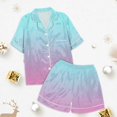 thumbnail image 6 of Kids Pajamas Set Silk Satin Gradient Short Sleeve Button-Down Shirts with Shorts Summer Pajamas for Girls 10-11 Girls Pajamas, 6 of 7