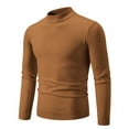 thumbnail image 1 of Rbaofujie Chandails pour Hommes Tricots pour Hommes Col Roulé Simulé Vintage Col Rond Couleur Unie Chandail Élastique Molletonné Tendance Chandail Brun Chandails d'Entraînement pour Hommes, 1 of 2