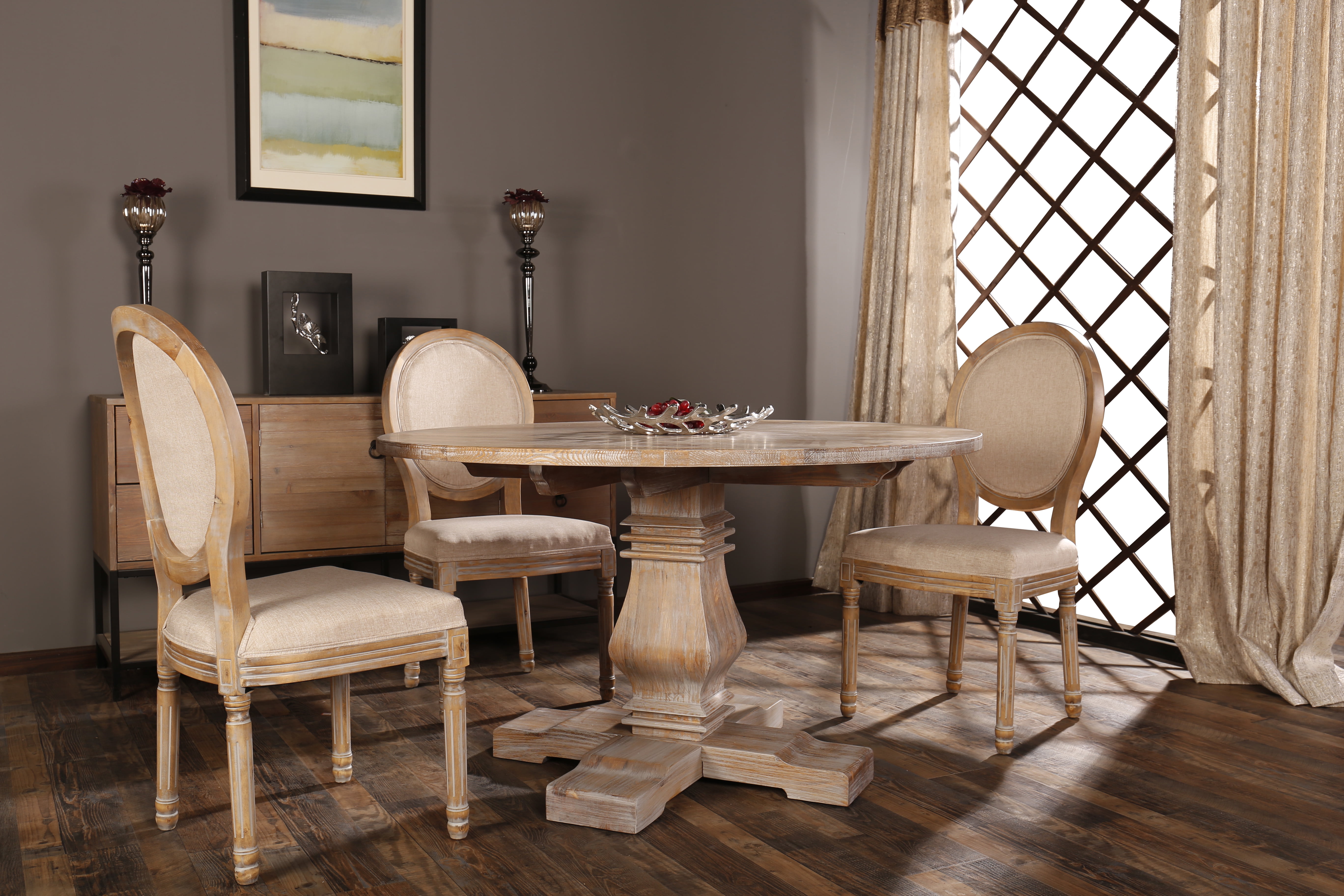Classic Rustic Style Round Dining Room Kitchen Table - Walmart.com