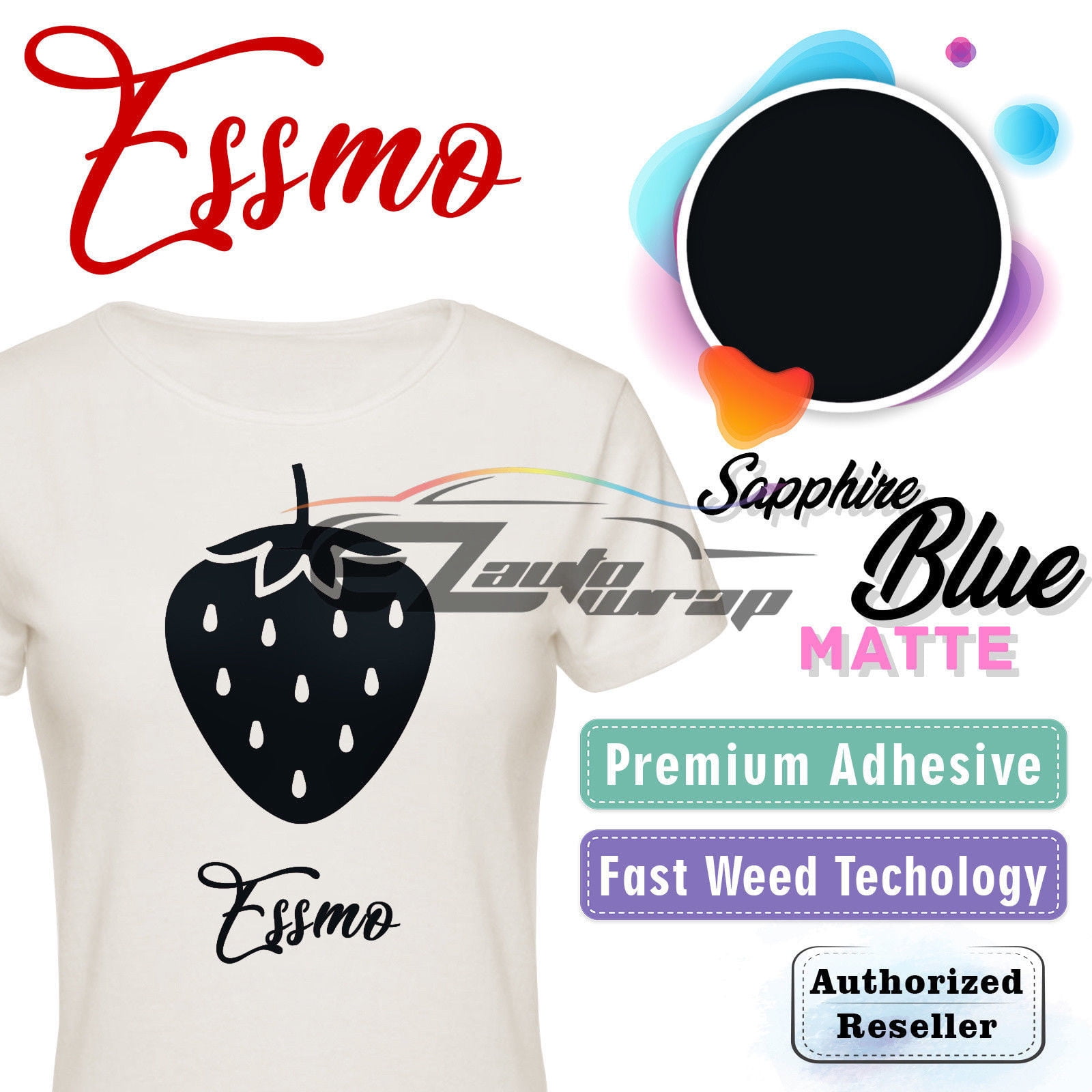 ESSMO Sapphire Blue Matte Solid Heat Transfer Vinyl HTV Sheet T-Shirt 20" Wide Iron On Heat Press DP25 20"x84"