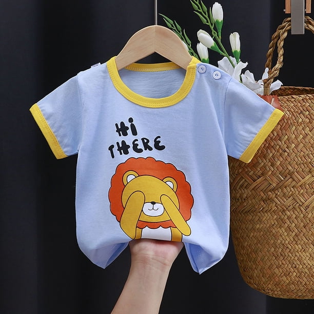 Camiseta para niños, ropa para niños, manga corta, algodón de verano, Top de dibujos animados para hombres y bebés, nuevo estilo coreano para niñas