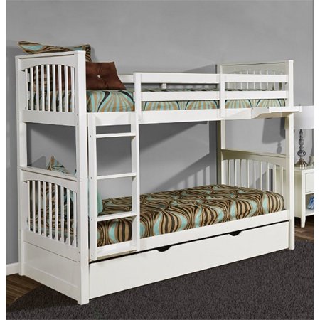 Rosebery Kids Twin Over Twin Slat Bunk Bed with Trundle in White