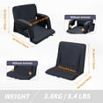 thumbnail image 4 of Heated Massage Stadium Seats, Floor Chair, Bleacher Chairs, Reclining Waterproof Cushion, Ultralight, Foldable, Extra Thick Padding, with Shoulder Straps & Side Pockets (Extra Wide, Set of 2), 4 of 6