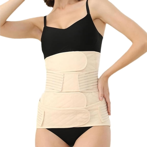 2 in 1 Postpartum Belly Band Wrap, C-Section Support Belt,Soft & Breathable Belly Bands for Pregnant Women and Pain Relief for Back, Pelvis (Beige)