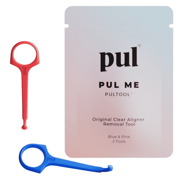 PUL Clear Aligner Removal Tool — Compatible with Removable Braces, Retainers & Trays – Easy-to-Use Device Remover, Dental & Oral Hygiene Care Product - Blue/Pink - 2 Pack