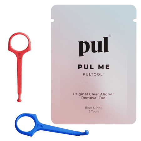 PUL Clear Aligner Removal Tool — Compatible with Removable Braces, Retainers & Trays – Easy-to-Use Device Remover, Dental & Oral Hygiene Care Product - Blue/Pink - 2 Pack