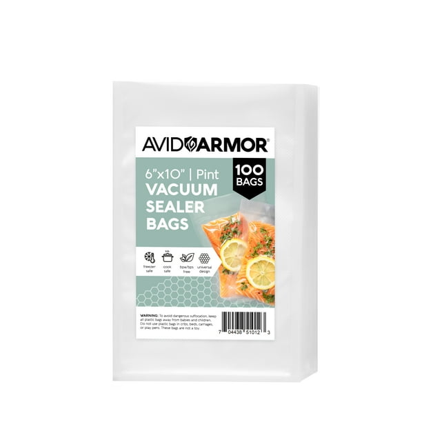 Avid Armor 100 Pint 6" x 10" Food Vacuum Seal Bags for Food Saver