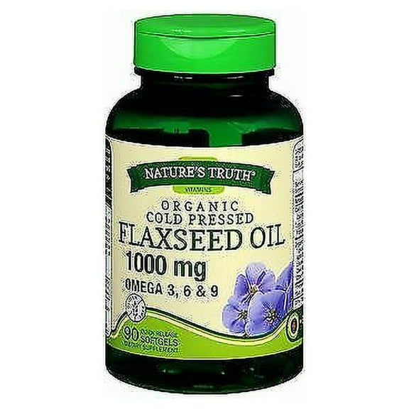 Nature's Truth Organic Cold Pressed Flaxseed Oil 1000 mg Omega 3, 6 & 9, 90 ea (Pack of 3)
