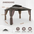 thumbnail image 5 of EAGLE PEAK 12x14 Outdoor Patio Hardtop Gazebo with Galvanized Steel Double Roof, Netting & Curtains, 5 of 8
