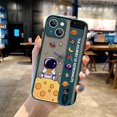thumbnail image 1 of Funda de teléfono con soporte de banda de muñeca de astronauta para iPhone 14, 13, 12, 11 Pro Max, X, XS, XR, 7, 8 Plus, SE 2020, cubierta trasera de dibujos animados mate, 1 of 4