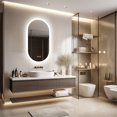 thumbnail image 3 of LUVODI  500x1000mm Oval LED Bathroom Mirror, Wall Lighted Vanity Mirror, Anti-fog, 3 Colors Dimmable Lighting, Smart Switch, Memory Function, 3 of 11
