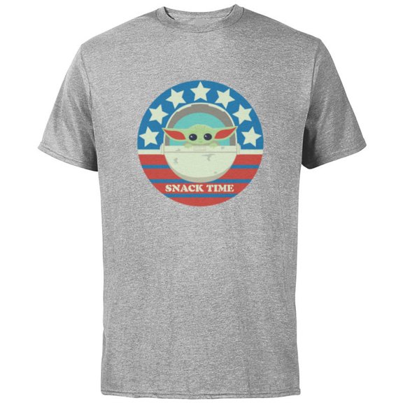 Star Wars The Mandalorian the Child Snack Time Americana - Short Sleeve Cotton T-Shirt for Adults - Customized-Athletic Heather
