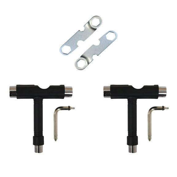 WORGEOUS  4 Pcs T-tool Skateboard Deck Accessories Golden Scooter Black