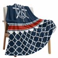 thumbnail image 2 of Fleece Blanket Nautical Compass Retro Geometric Blankets, Soft Cozy Warm Flannel Throw Blanket, Red and White Stripes Blanket for Bed Couch Sofa,30x40In, 2 of 9
