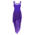 thumbnail image 3 of JanJean Girls Lyrical Dance Dress Ballet Dance Leotard Dress Mesh High-low Hem Tulle Skirt Contemporary Comtumes Purple 8, 3 of 7