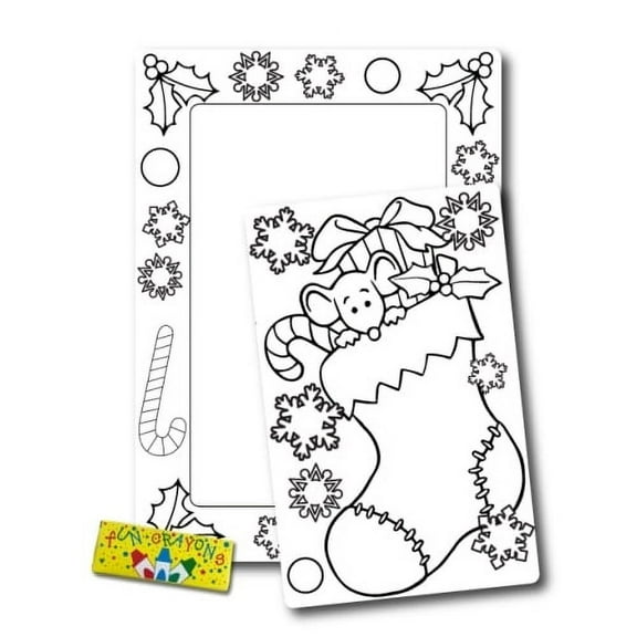 Christmas Stocking Picture Frame DIY Holiday Magnet Decal, 5x7 Inches with 3.5x5.5 Inch Cut-Out