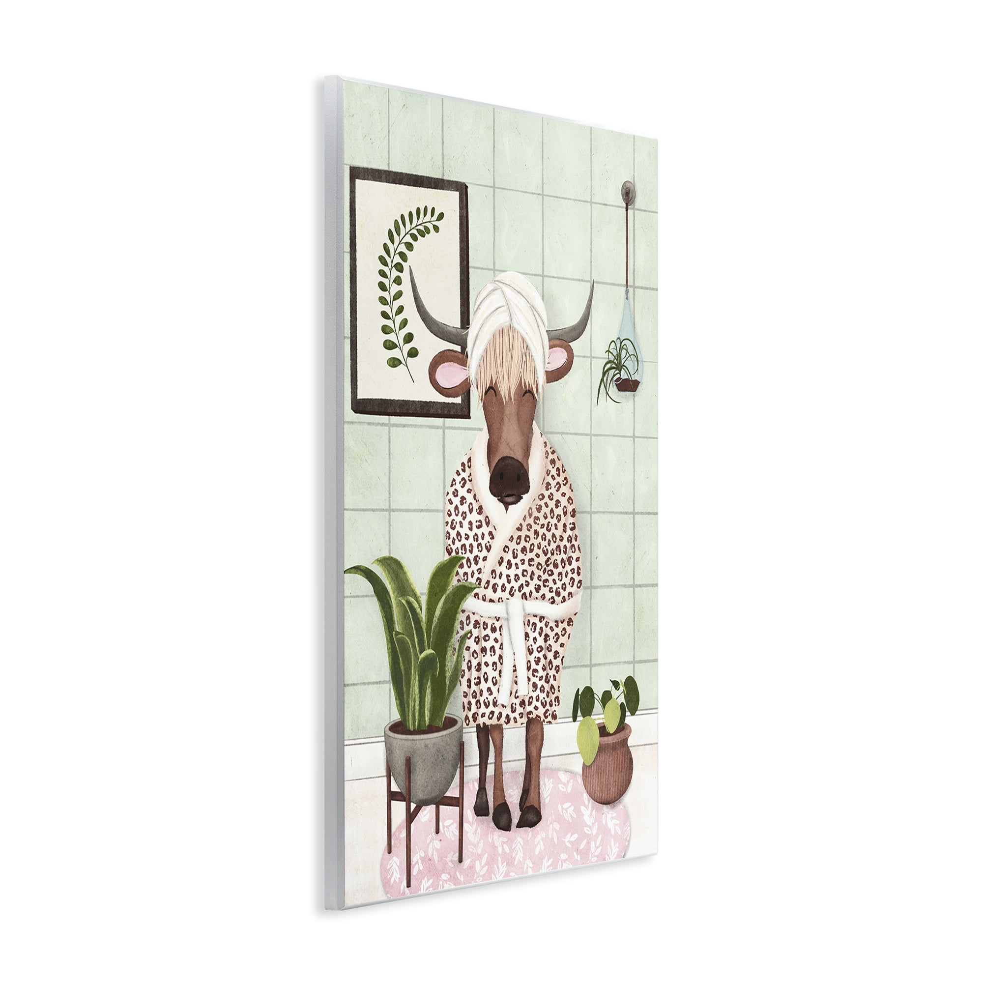 Stupell Industries Cow in Bathrobe Typography Painting Unframed Art Print Wall Art, 10 x 15