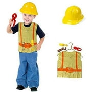 Dazzling Toys Kids Construction Worker Outfit Include Construction Hat, Vest and Construction Tools Set
